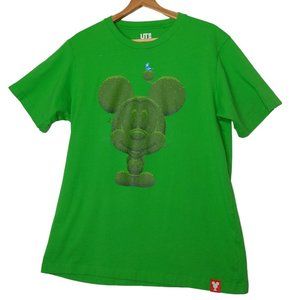 Disney Uniqlo Mickey Mouse Topiary Tree Large T Shirt Blue Bird Green Short Slv